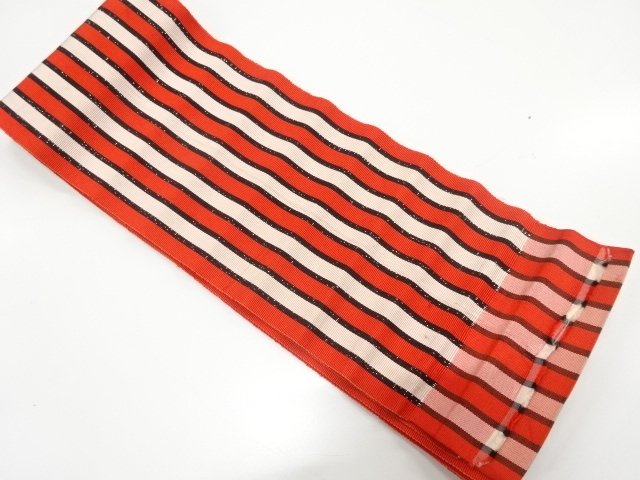 JAPANESE KIMONO / ANTIQUE STRIPED PATTERN WOVEN SINGLE-LAYER HANHABA O